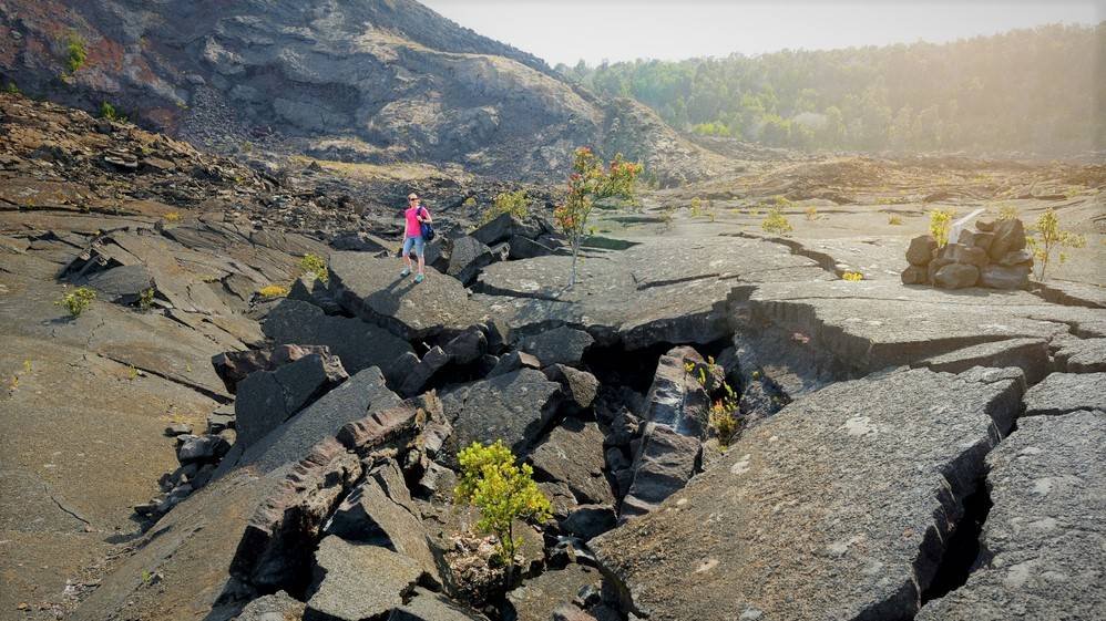 Kilauea Iki volcano crater lava rock